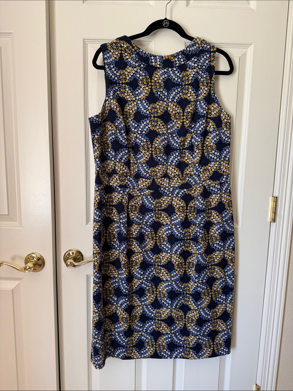 Boden Sleeveless Navy and Mustard Print Women's Dress size 14L